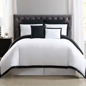 Truly Soft Everyday Hotel Border Black & White 7 Piece Duvet Cover Set 🔥🔥🔥